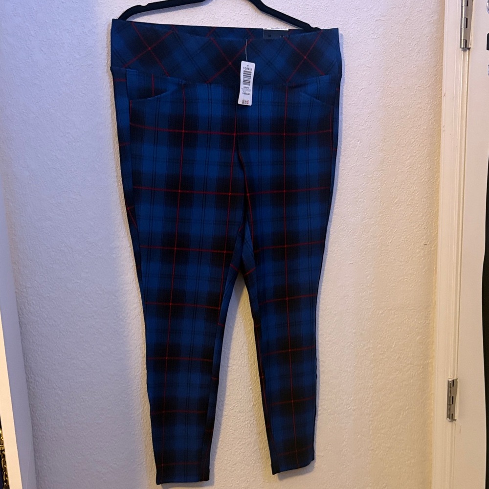 Torrid Blue and Red Checkered Leggings